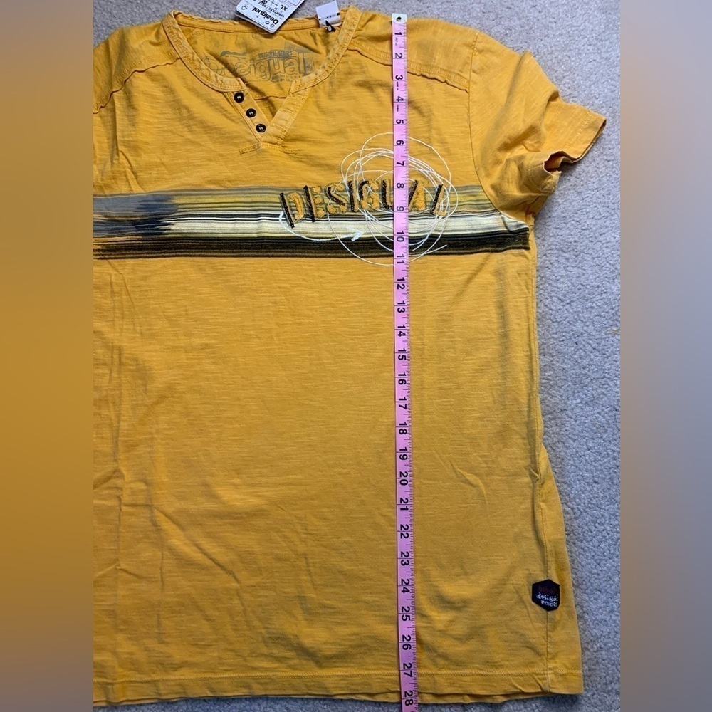 Desigual Men’s‎ Tshirt Size US Large Euro XL Golden Yellow 100% Cotton - Picture 6 of 11